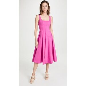 NWT Staud Wells Sleeveless Fit & Flare Midi Dress Pink 12